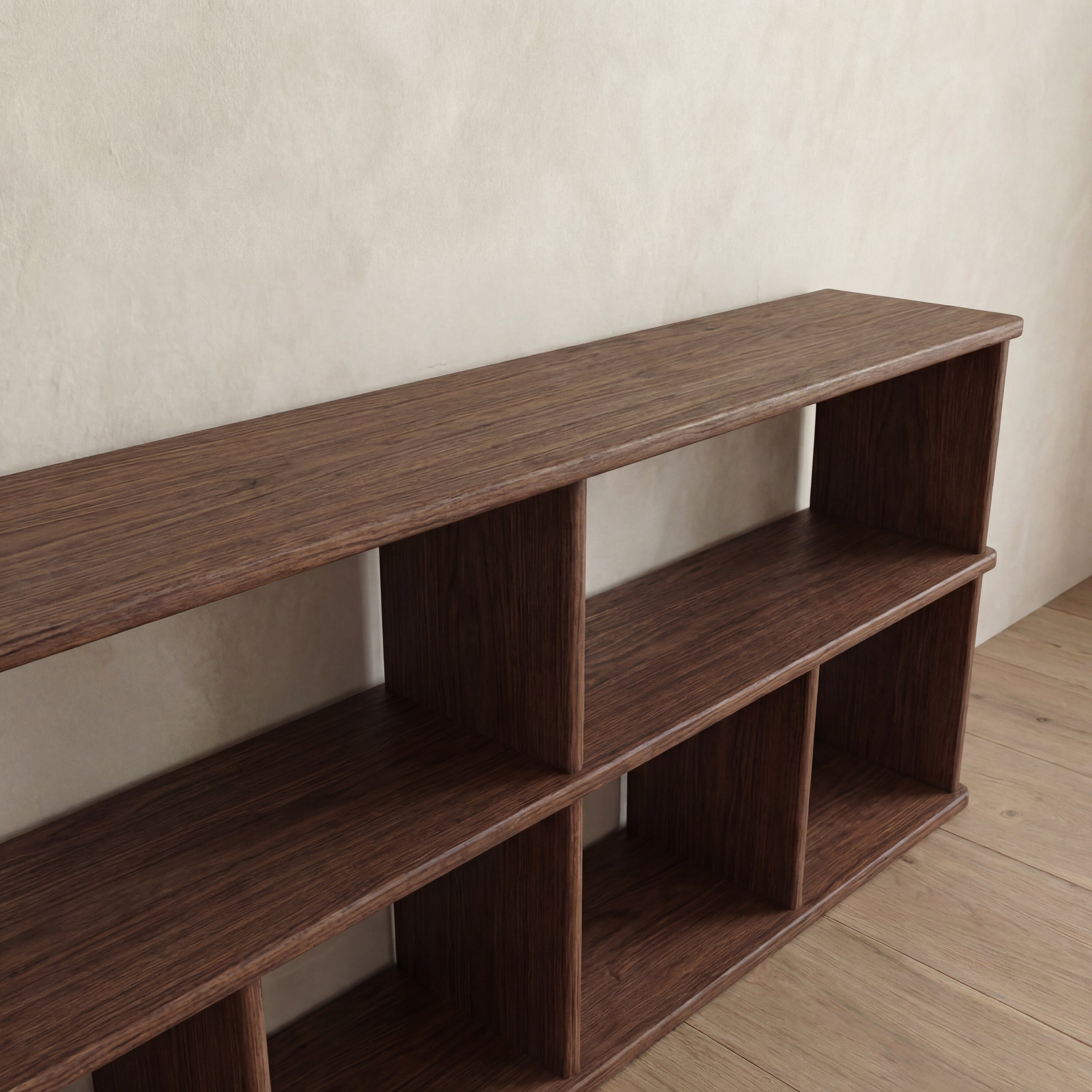 65 inch bookshelf TV stand in walnut