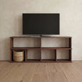 65 inch bookshelf TV stand in walnut