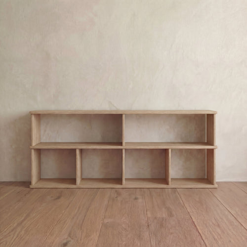 65 inch bookshelf TV stand in white oak