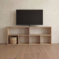 65 inch bookshelf TV stand in white oak
