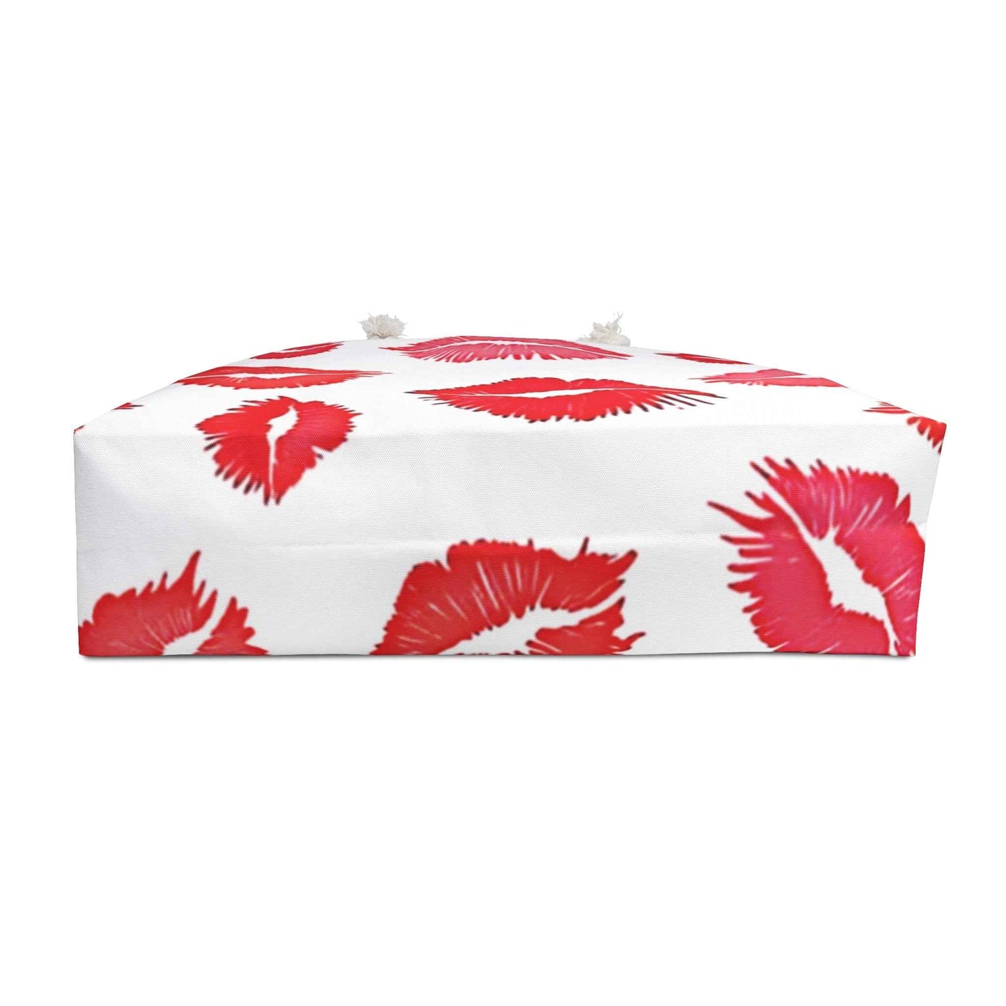 Red Lipstick Kiss Pattern Weekender Bag | Lip Print Travel Tote | Large Tote Bag