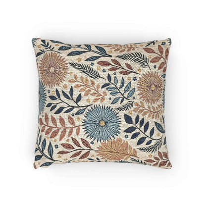 Boho Floral Woven Pillow | Textured Daisy Leaves Decorative Pillow