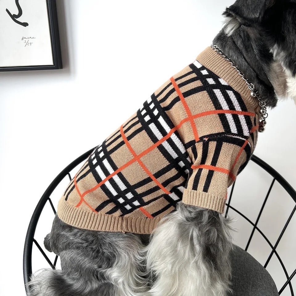 Dog Knit Sweater | Brrbrry Plaid Dog Sweater
