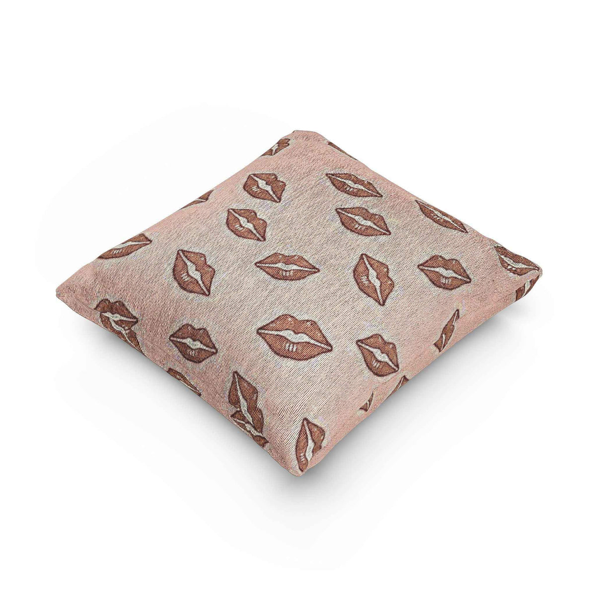 Kiss Pattern Woven Pillow | Lip Print Decorative Pillow
