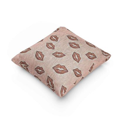 Kiss Pattern Woven Pillow | Lip Print Decorative Pillow