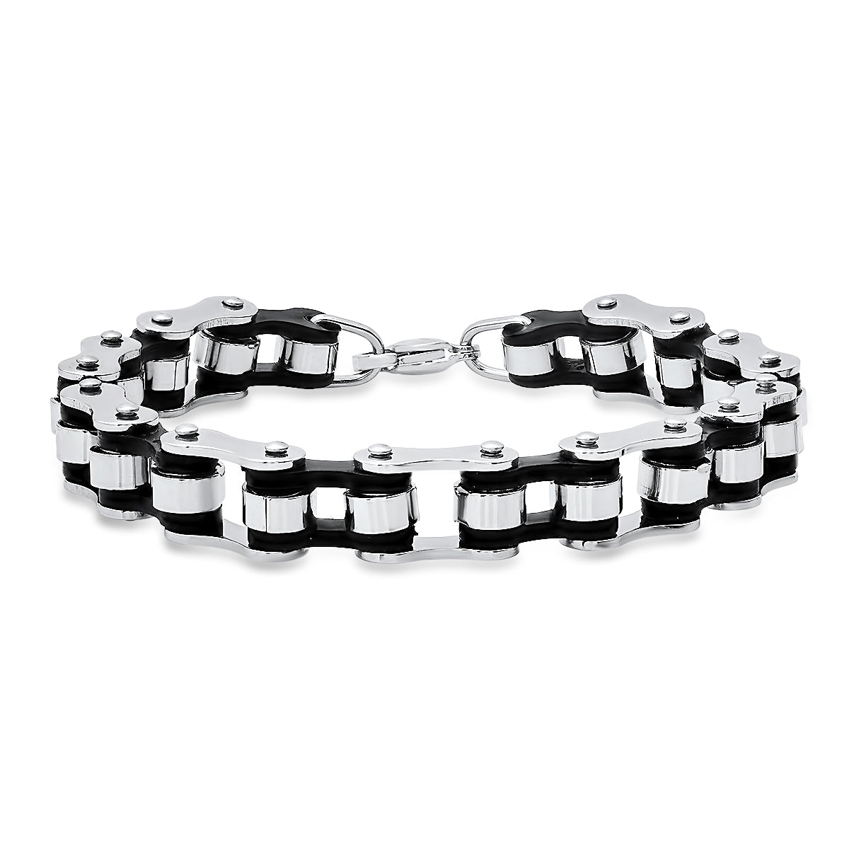 Men’s Stainless Steel Bicycle Chain Industrial Two-Tone Gear Biker Bracelet