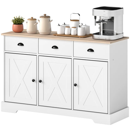 46.5" Buffet Cabinet, Farmhouse Sideboard with 3 Barn Doors and 3 Drawers for Living Room, Kitchen, Black