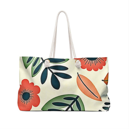 Botanical Floral Pattern Weekender Bag | Poppy Leaf Tote | Busy Mother| Baby Travel Beach Carryall