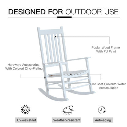 Wooden Porch Rocking Chair Outdoor Patio Rocker Garden Single Leisure Reclining Seat Armchair Natural