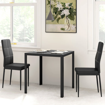 Zaya 3-Piece Rectangular Glass Dining Set for Small Spaces-Black