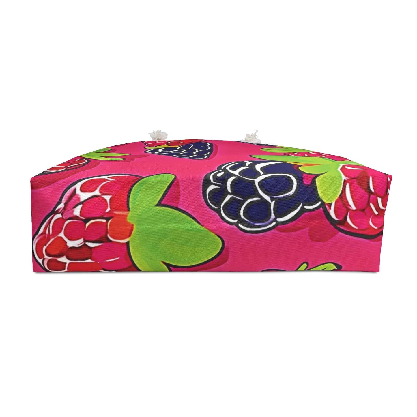 Raspberry Blackberry Pattern Weekender Bag | Bright Pink Berry Large Tote Bag