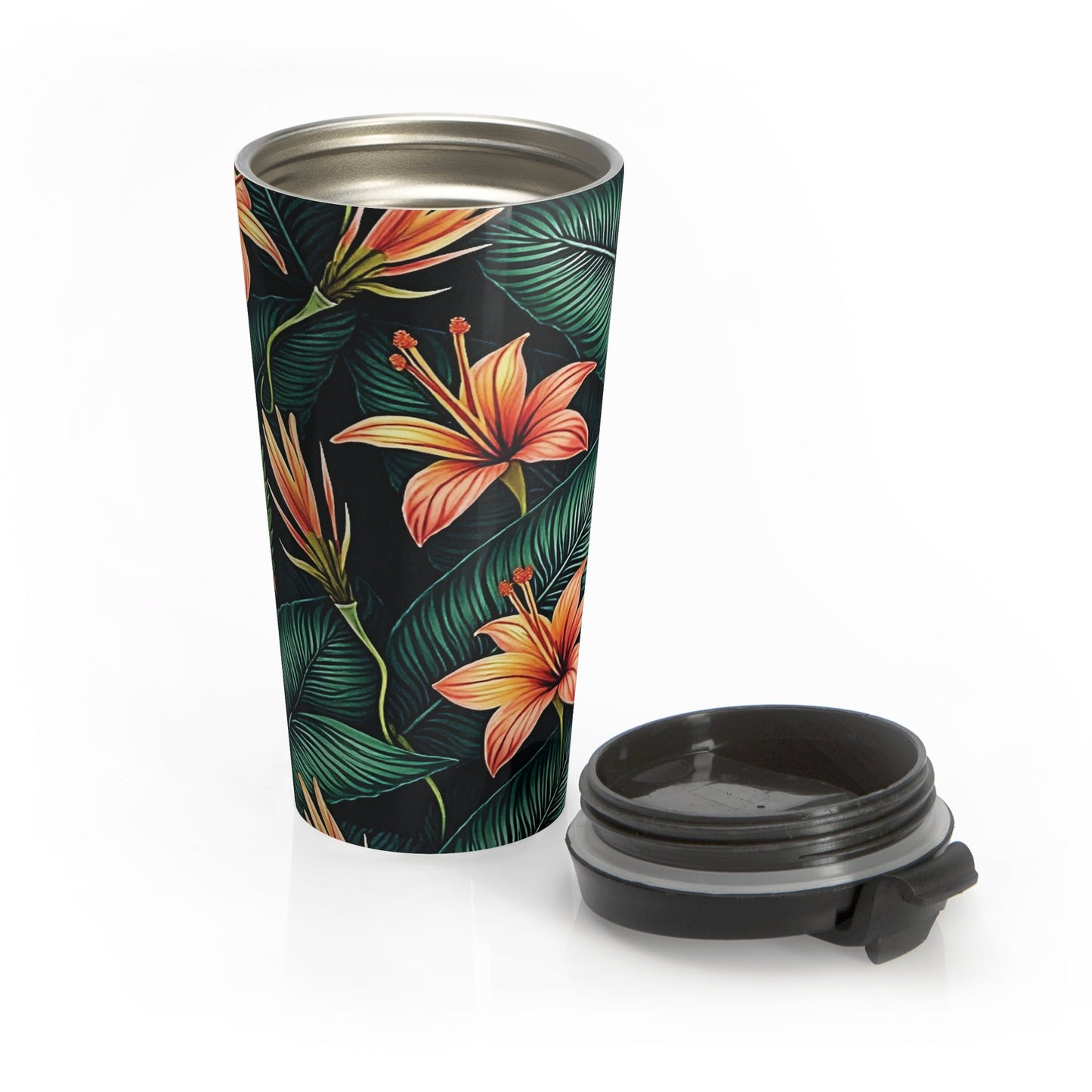 Tropical Orange Lily Travel Mug | Floral Stainless Steel Tumbler