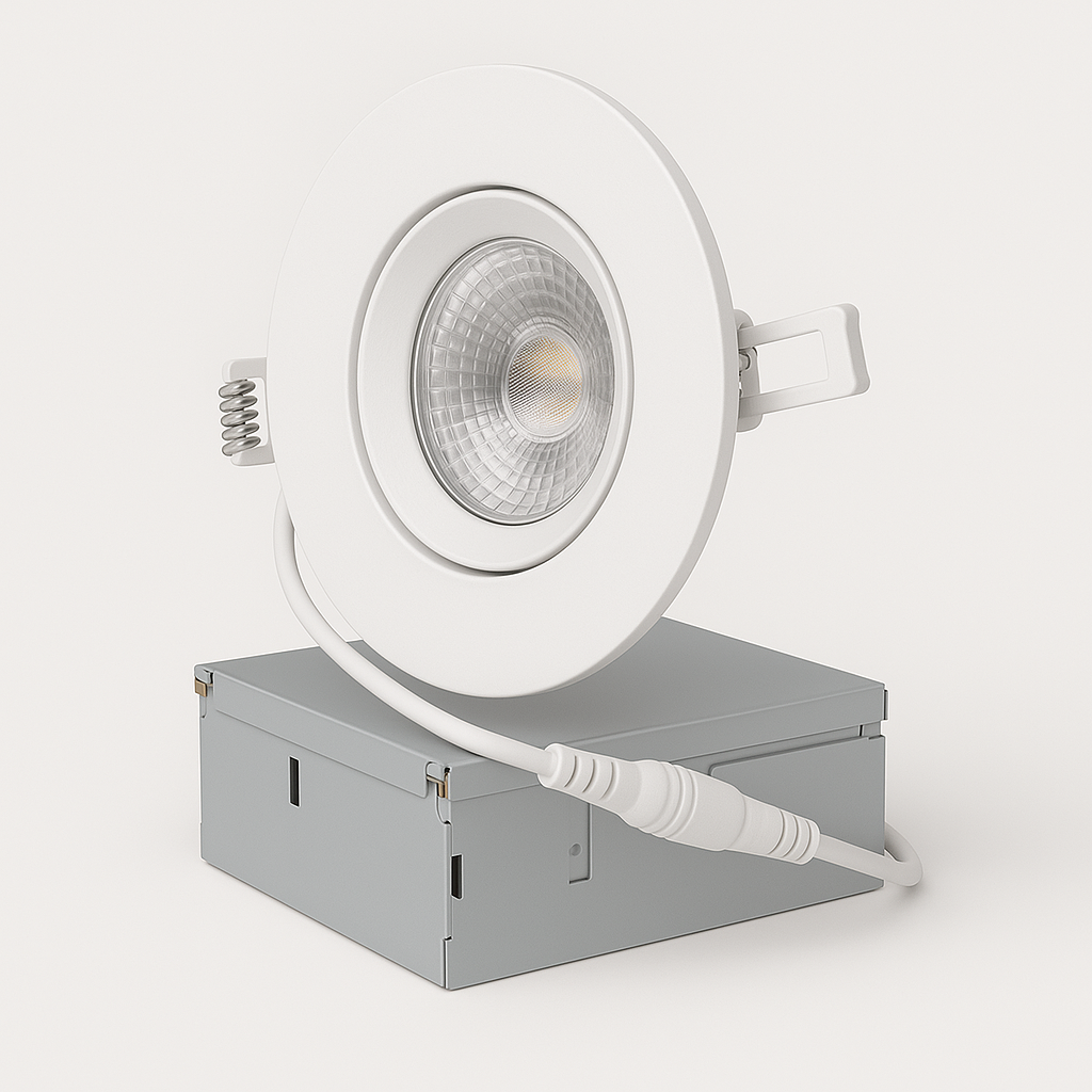 4″ Gimbal LED Pot Light — 360° Adjustable / 90° Tilt (Sloped Ceiling) | 5CCT, Canless IC Rated