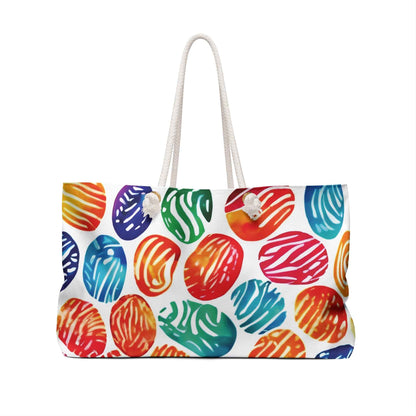 Colorful Watercolor Polka Dots Weekender Bag | Rainbow Beach Tote