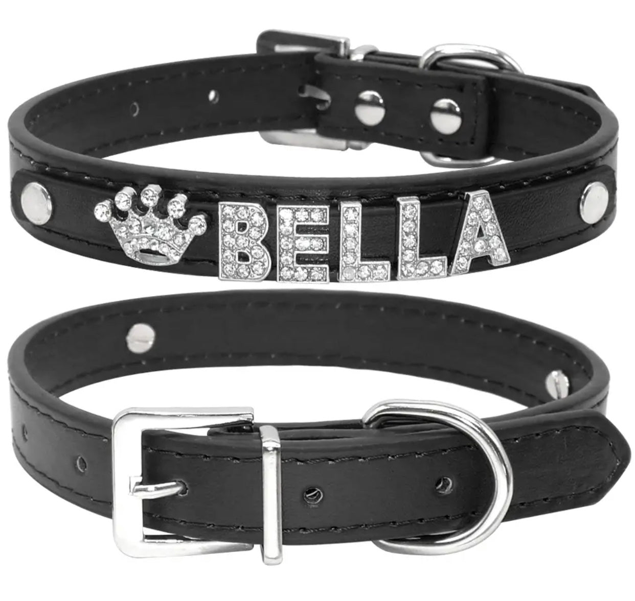 Midnight Crown Name Dog Collar | Customized Dog Collar