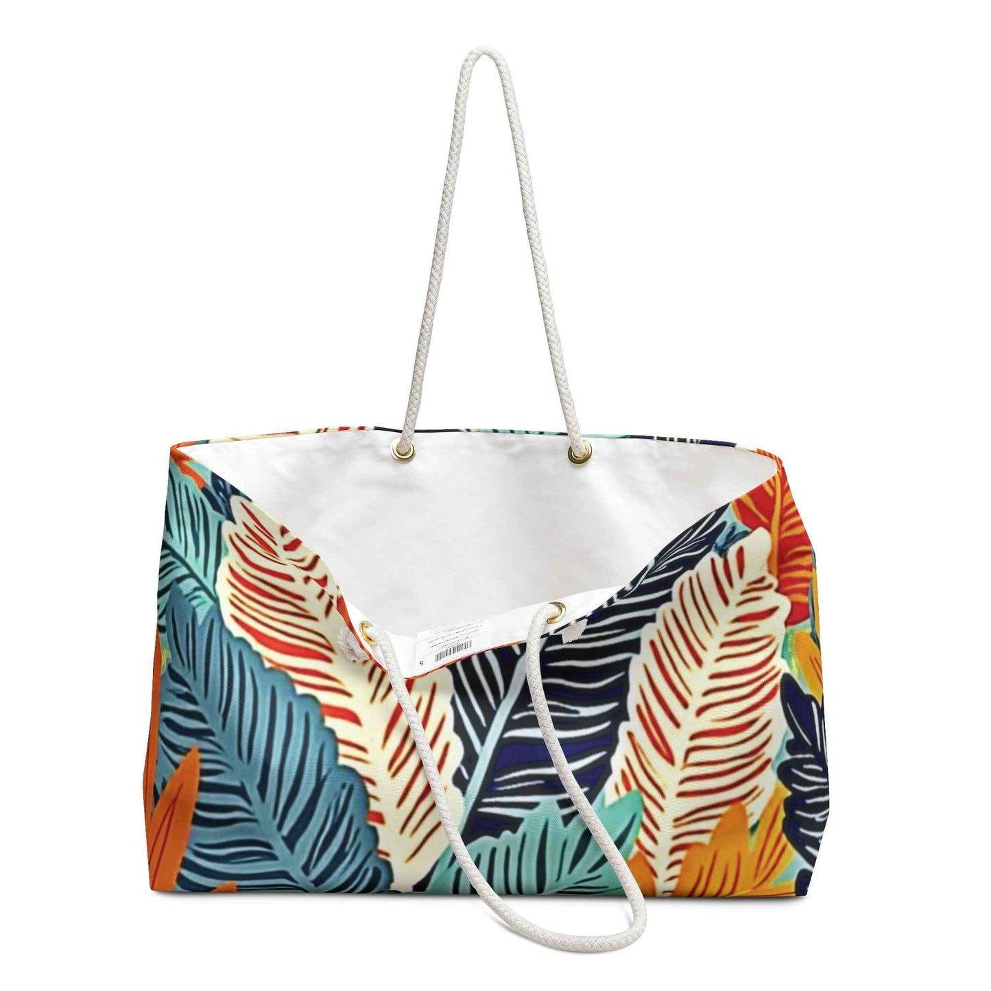 Tropical Feather Print Weekender Bag | Colorful Leaf Pattern | Large Tote Bag | mom on the go bag | everyday mom bag