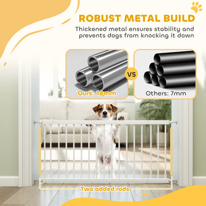 26"-37" Dog Gate, Adjustable Pet Gate, Fits 10" Tall with 2 Extension, Pressure Mount Kit for Stairs and Doorways, Black