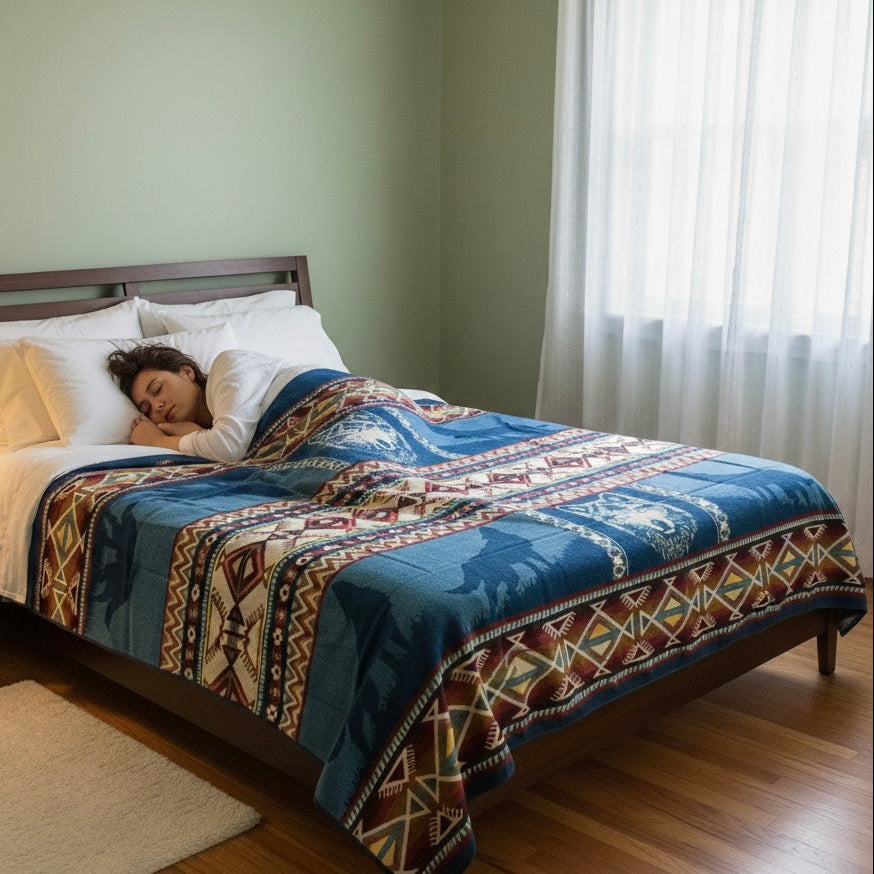 OLDTRIBES™ Plains Wolf Alpaca Blanket