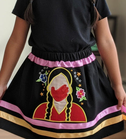 Infants Embroidered Black Ribbon Skirt