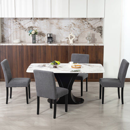 Modern Dining Chairs Set of 4, Kitchen Chairs with Rubberwood Legs and Padded Seat, Beige