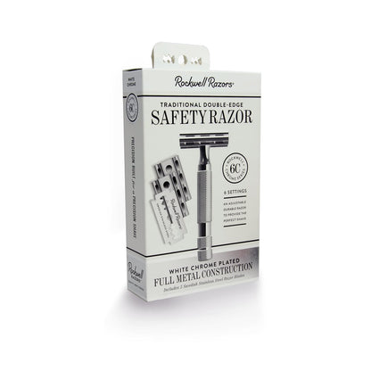 Rockwell 6C Adjustable Safety Razor - White Chrome (Beginner Friendly)