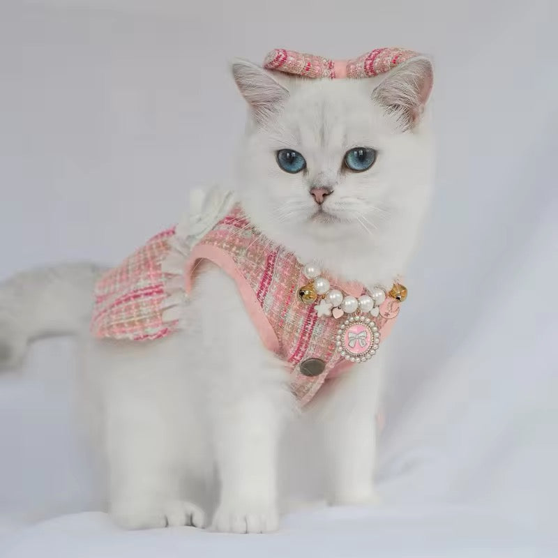 Princessa Dog Dress & Bow Set – Formal Outfit for Dogs