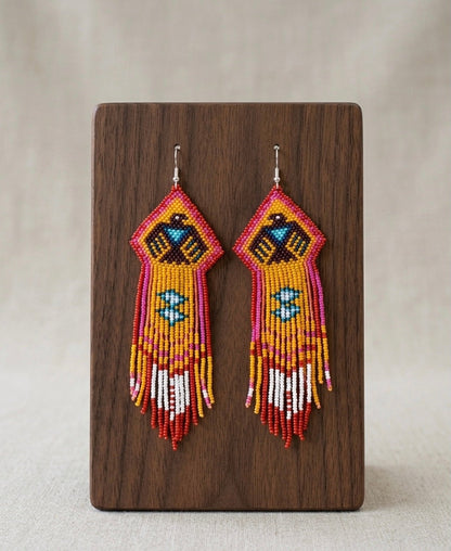 Beaded thunderbird earrings ( Red )