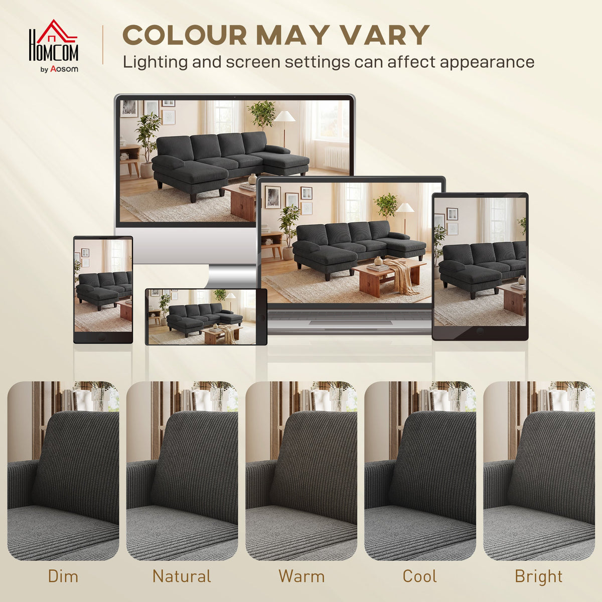 Sectional Sofa, U Shaped Couch with Double Chaise, Pillow-top Armrests and Spring Cushions, 2200lb Capacity, Beige
