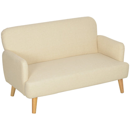 Velvet Feel Fabric 2 Seater Sofa, Small Sofa Loveseat with 8.3" Thick Padding and Wood Legs, Black