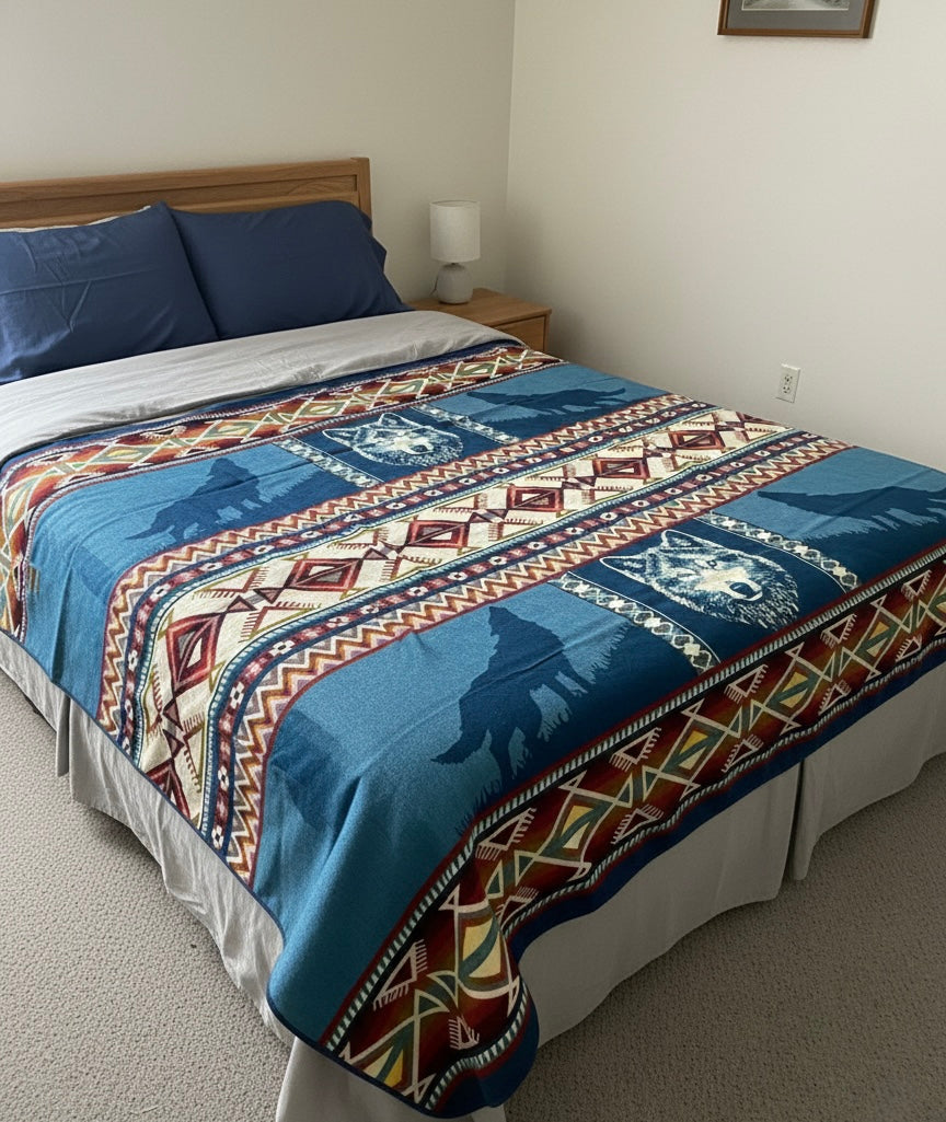 OLDTRIBES™ Plains Wolf Alpaca Blanket