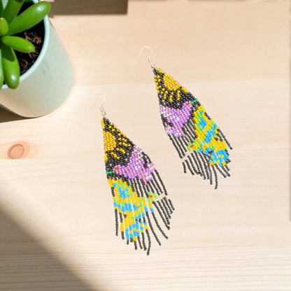 Black Sky Dancer Beaded Earrings