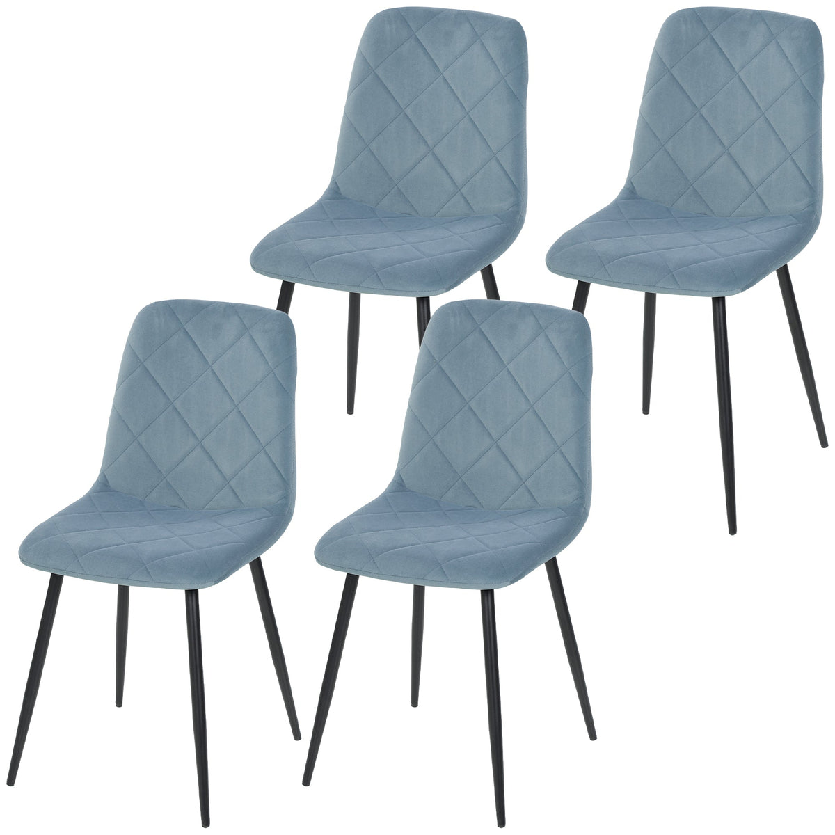 Dining Chairs Set of 4, Upholstered Dining Room Chairs with Steel Legs, Modern Kitchen Chair for Dining Room, Black