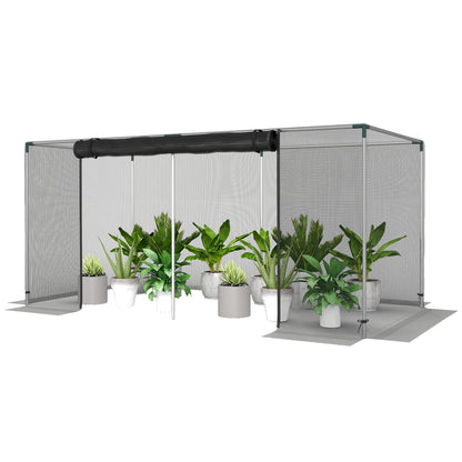 Galvanized Steel Crop Cage, Plant Protection Tent with Zippered Door, 4' x 4', Black