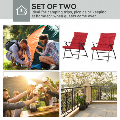 Set of 2 Outdoor Folding Chairs with Adjustable Backrest, Padded Camping Chairs for Outdoor Events, Grey