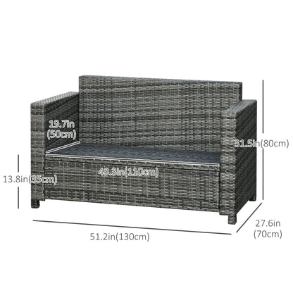 Wicker Outdoor Sofa, All Weather Patio Couch Loveseat with Cushions for Balcony, Deck, Garden, Poolside, Dark Blue