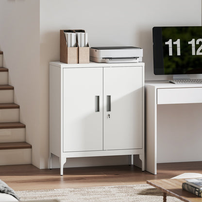 Office Storage Cabinet with Lock, Filing Cabinet with Adjustable Shelves and Doors for Home Office, Garage, Black