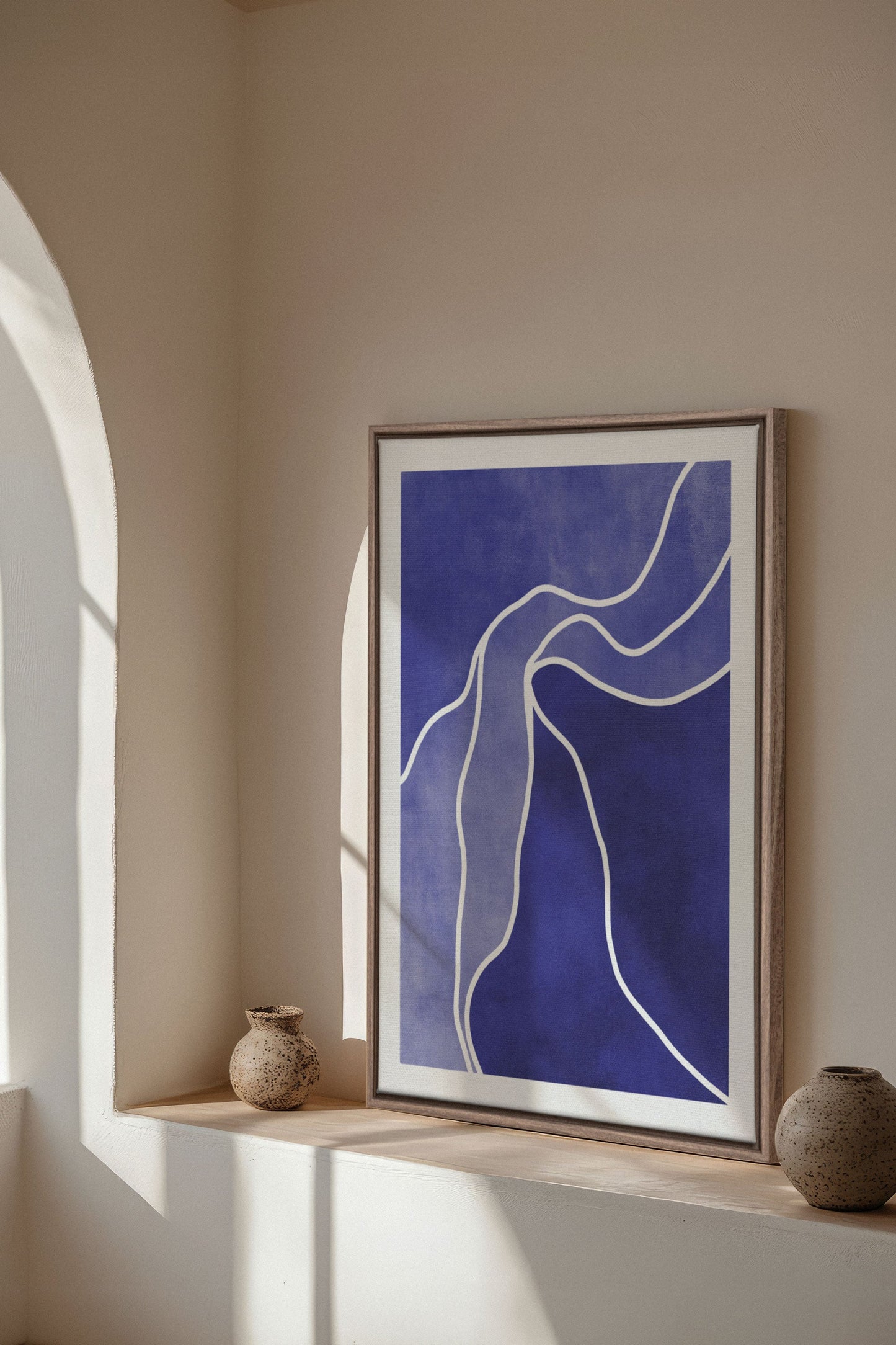 REFLET INDIGO, Oeuvre sur toile étirée