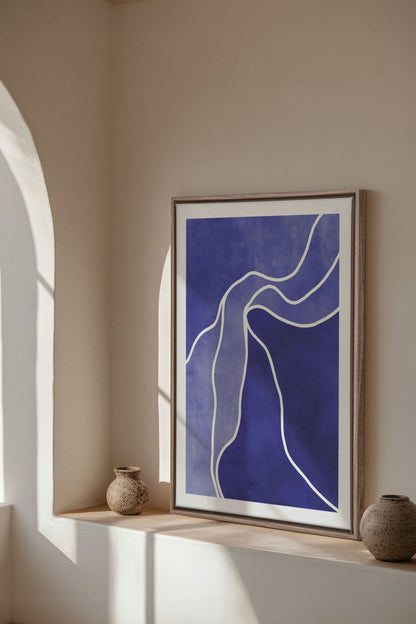 REFLET INDIGO, Oeuvre sur toile étirée