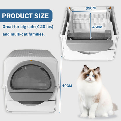 Semi-automatic Cat Litter Box  Pull and Slide rake for Waste Cleaning best design