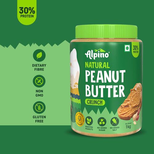 Natural Peanut Butter Crunch | Unsweetened | 30% High Protein| Made with 100% Roasted Peanuts | No Added Sugar or Salt | No Hydrogenated Oils | Non GMO | Gluten Free | Vegan