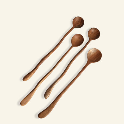 Cuillères à cocktail en bois (lot de 4)