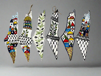 Handcrafted Ceramic Palestine Map Wall Decor – Large Authentic Hebron Pottery