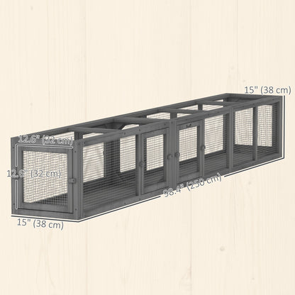 Cat Tunnel, Outdoor Cat Enclosure with Combinable Design, 8 Doors, 98" Kitty Toys for House, Window, Cage, Dark Grey
