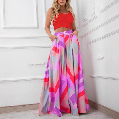 Solid-color High-waisted Wide-leg Pants For Women
