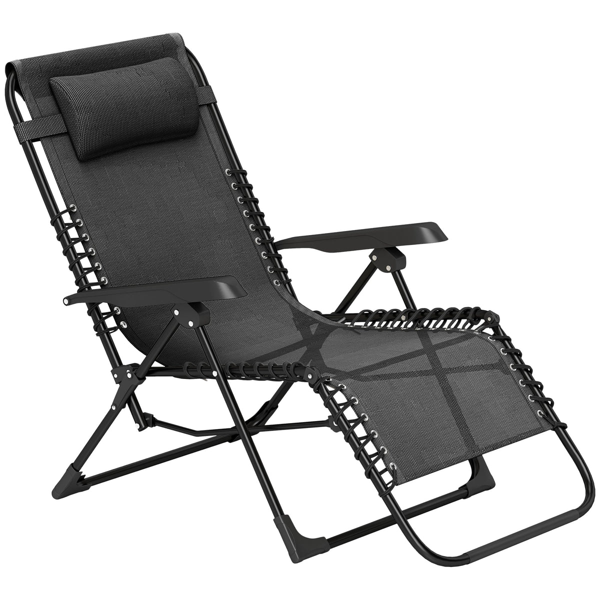 Folding Zero Gravity Chair, 5-Position Adjustable Outdoor Lounge Chair Recliner with Headrest, Beige