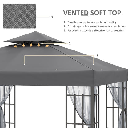 10'x10' Garden Gazebo Patio Canopy Portable Party Event Backyard w/ Mosquito Netting Coffee