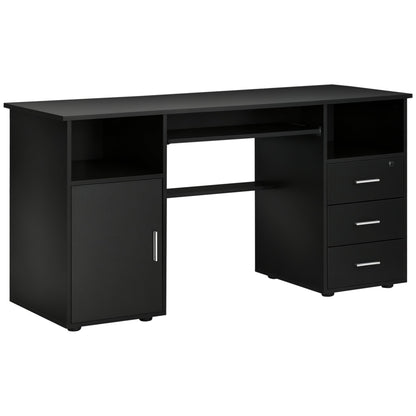 Bloom 57" Computer Desk with Keyboard Tray and Storage Drawers-Black