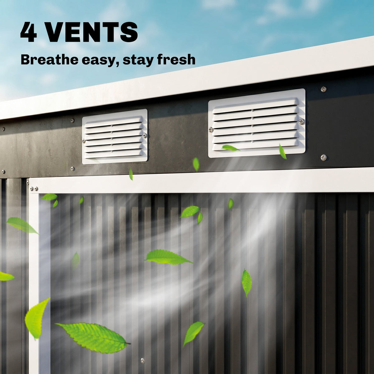7' x 4' Galvanised Steel Garden Shed, with Foundation Kit - Green