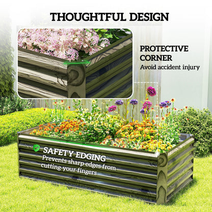 6' x 3' x 2' Raised Garden Bed, Galvanized Planter Box for Growing Flowers, Herbs and Vegetables, Brown