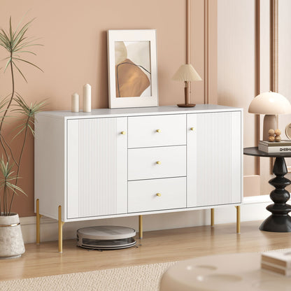 Buffet Cabinet, Modern Sideboard with 3 Soft-Close Drawers and 2 Adjustable Shelves for Living Room, Kitchen, Black